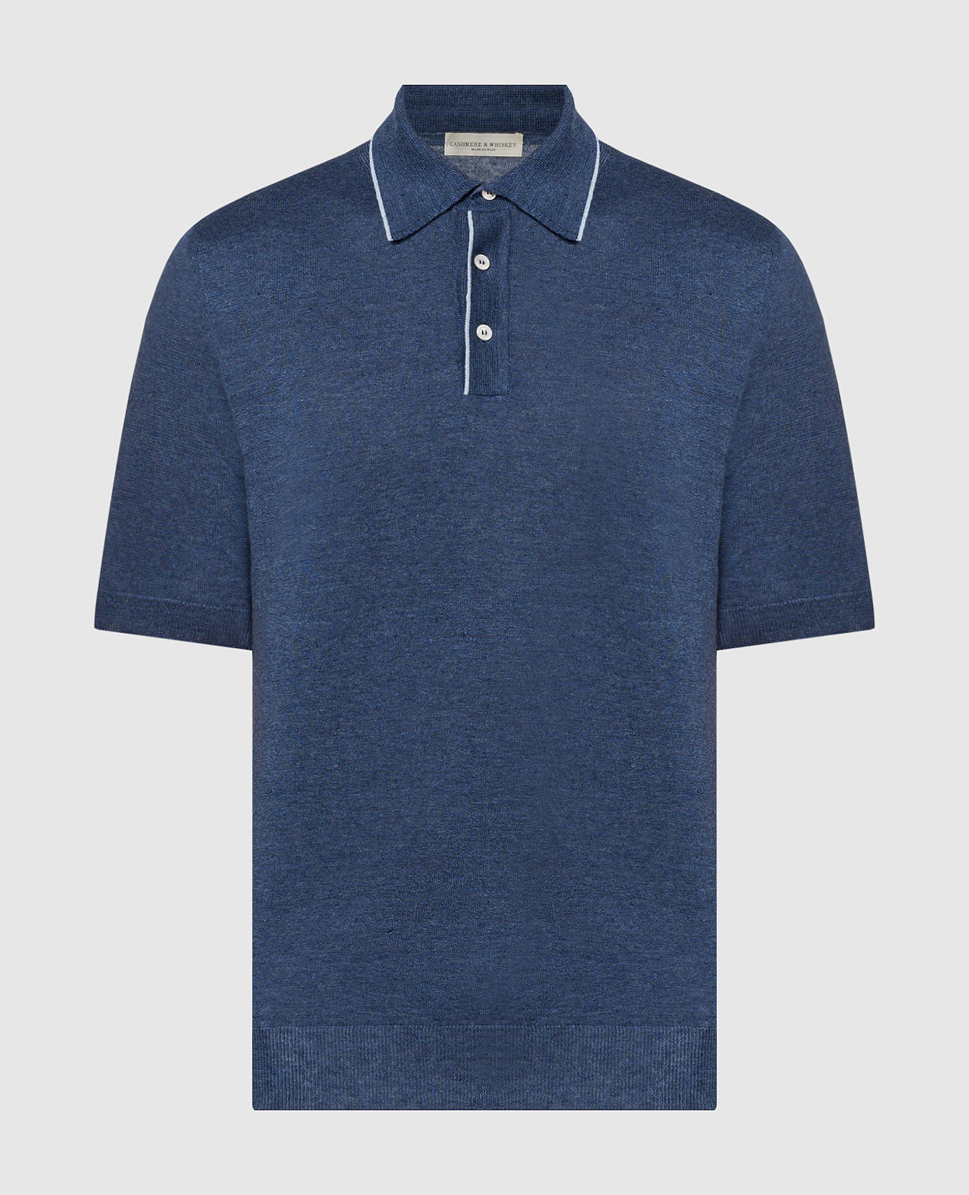 Blue polo shirt with linen and cashmere