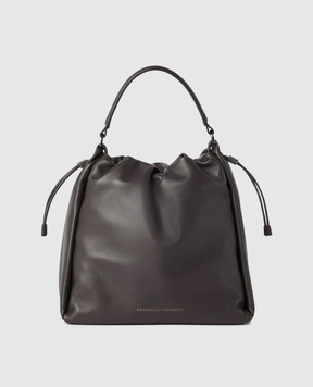 Brunello Cucinelli Коричневая кожаная сумка с логотипом MBGPD3611