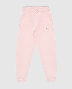 Off-White Детские розовые джогеры с принтом логотипа. OGCH001F24FLE002