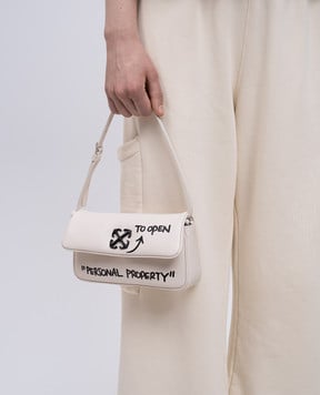 Off-White Бежевая кожаная сумка кросс-боди Jitney 0.7 Quote OWNN18BC99LEA001