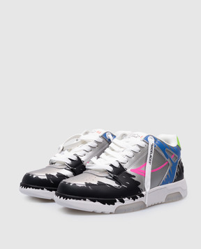 Off-White Сріблясті шкіряні кросівки Out Of Office OMIA189G24LEA002