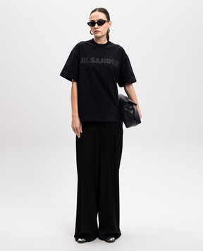 Jil Sander Чорна футболка з принтом логотипа J03GC0137J20243