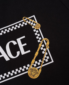 Versace Дитяча чорна футболка з логотипом 10183421A14910