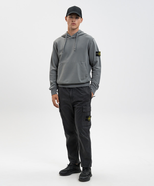 Stone Island - Серые худи с патчем логотипа K2S156100062S0051