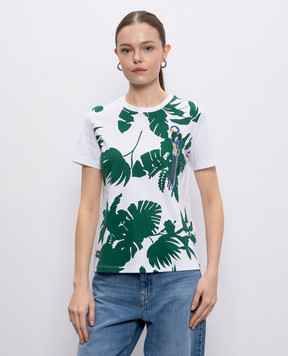 Max Mara Белая футболка WON с тропическим принтом WON