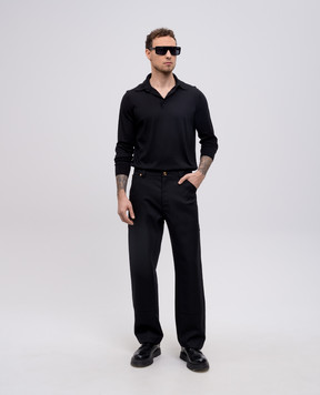 Versace Черное поло с шелком с нашивкой логотипа 10173421A12273