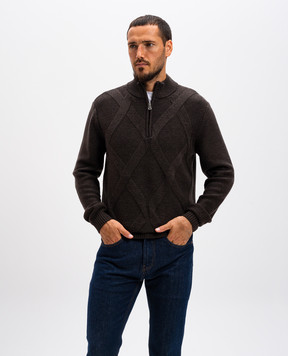 Cashmere&Whiskey Коричневий светр з вовни мериноса у візерунок CH06