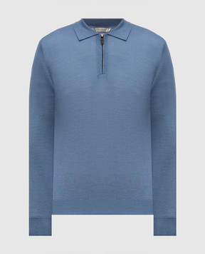 Canali Голубое поло из шерсти MK01149C0572