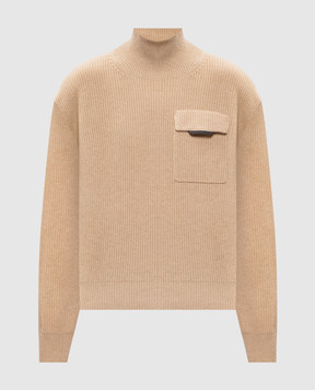 Brunello Cucinelli Бежевий светр з кашеміру з ланцюжком моніль M12721704