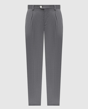Brunello Cucinelli Серые брюки из шерсти с патчем логотипа MH2443030F