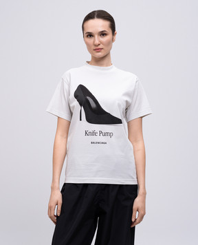 Balenciaga Белая футболка Knife Pump 809122TSVN4