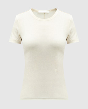 Helmut Lang Бежевая футболка с вышивкой монограммы O01HW515