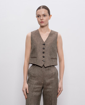 Loro Piana Жилет цвета хаки Teodore из льна. FAP3839