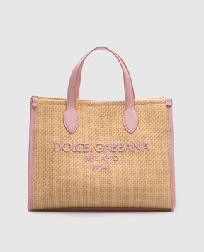 Dolce&Gabbana Детская бежевая соломенная сумка-тоут с логотипом EB0252AY310