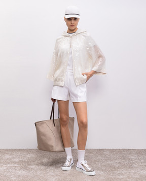 Brunello Cucinelli Білі шорти з ланцюжком моніль ML824EN489