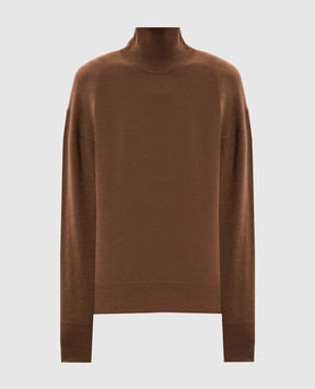 Tom Ford Коричневий светр з кашеміру з монограмою логотипа MAK1397YAX899