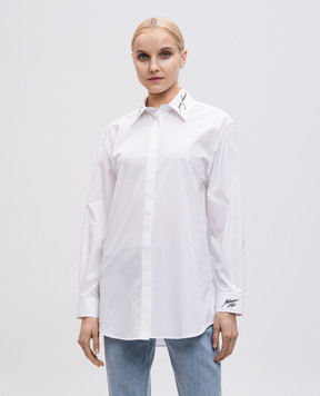 Balmain Белая рубашка с вышивкой логотипа EF1HS415CF43