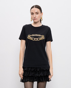 Balmain Чорна футболка з принтом логотипа FF1EF004GE97