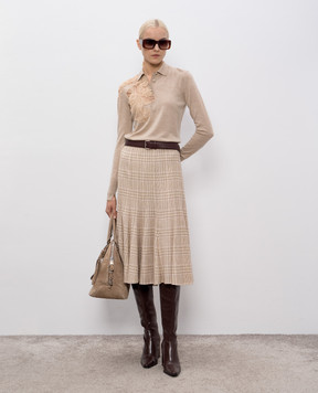 Ermanno Scervino Бежевое поло из шерсти с цветочным мотивом D475M321APATL