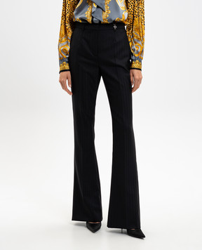 Versace Чорні штани кльош DV з вовни в смужку 10131581A16260