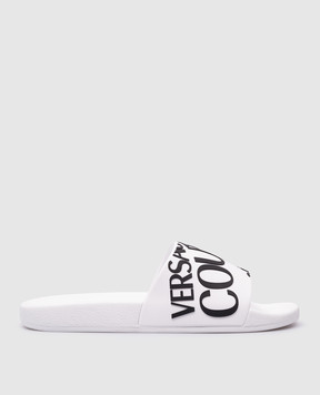 Versace Jeans Couture Белые слайдеры с фактурным логотипом 76YA3SQ171352