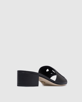 Dolce&Gabbana Черные кожаные мюли с логотипом DG CR1755AY329