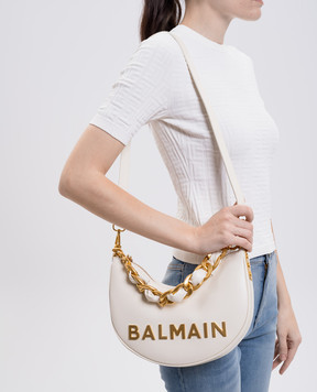 Balmain Бежева шкіряна сумка-хобо 1945 FN1BQ954LTFL