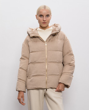 Be Florence Бежева стьобана пухова куртка із шовку та вовни верблюда BE2517B4CAMEL