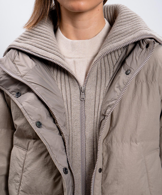 Brunello Cucinelli Бежевая пуховая куртка с планкой из кашемира MD5997859 изображение 5