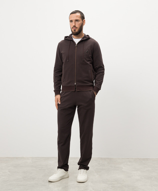 Stefano Ricci Коричневый спортивный костюм с вышивкой логотипа с металлической монограммой K101044P3DK101044FCR изображение 3