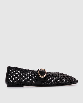 Stuart Weitzman Черные кожаные балетки Thea Mary Jane SK781