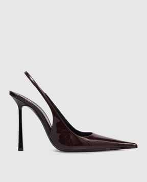 Saint Laurent Бордові шкіряні лаковані слінгбеки VENDOME 8407361TVAN