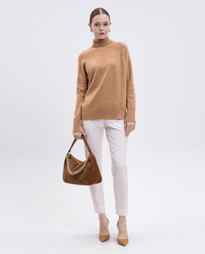 Twinset Коричневий светр з вовни і кашеміру з люрексом 252TP3582