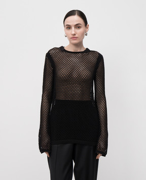 Helmut Lang Чорний ажурний джемпер P02HW702