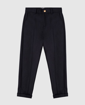Balmain Дитячі сині штани з вовни з відворотами BX6P80I0283810