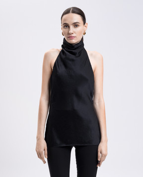 Balmain Чорний топ із шовку з відкритою спиною FF1AE165SE94