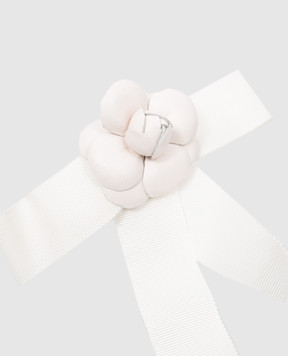 LELET NY Белая булавка Jenna rosette grosgrain petite в виде банта с цветком LELRES231689IC