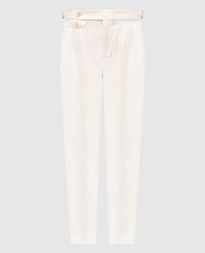 Brunello Cucinelli Бежевые брюки из льна MP420M5030