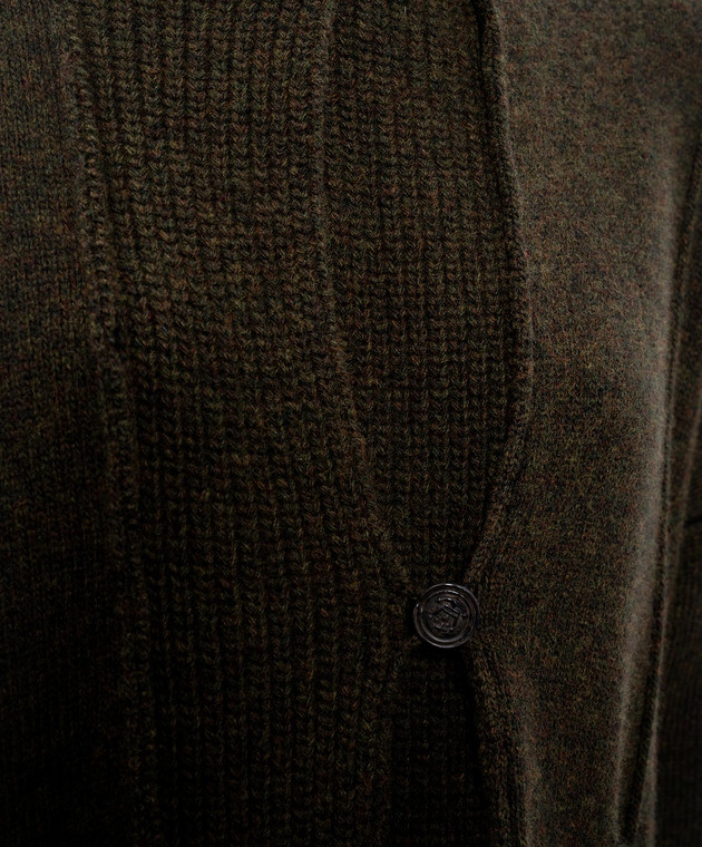 Masnada Зеленый кардиган из шерсти с капюшоном 77A07 изображение 5