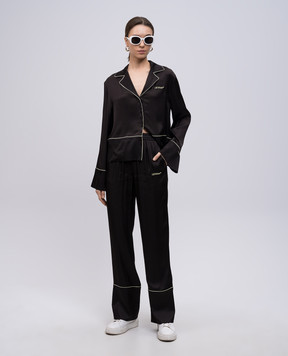 Off-White Коричневі штани з шовком OWCA18KS25FAB002