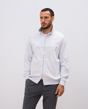 Brunello Cucinelli Серая меланжевая спортивная куртка с принтом Eternal Balance MM8363140G