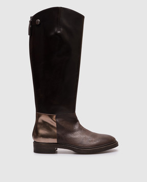 Brunello Cucinelli Коричневые кожаные сапоги MZDCAC762