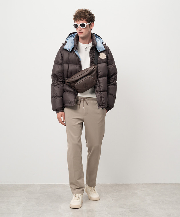 Moncler - Коричневая пуховая куртка Cyclone со съемными рукавами
