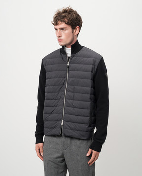 Moncler Черная комбинированная куртка J20919B00004M4281