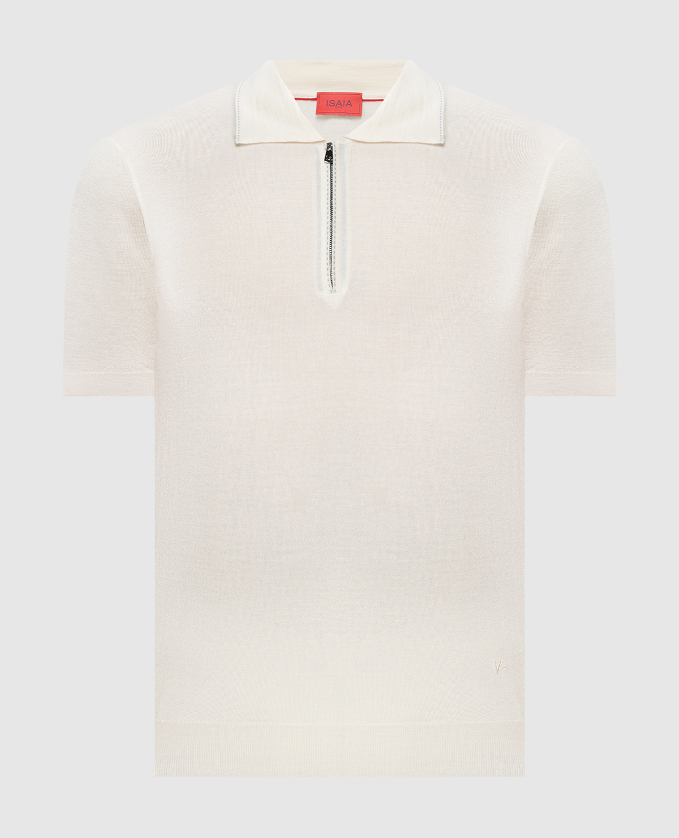 Beige logo cashmere and silk polo