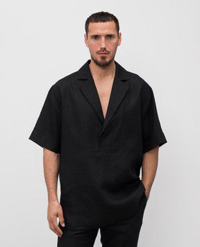 Dolce&Gabbana Чорна сорочка з льону G5NI0TFU4JB