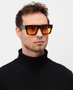 Tom Ford Коричневі сонцезахисні окуляри FAUSTO з ефектом черепахового панцира FT0711