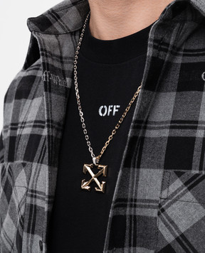 Off-White Золотое ожерелье с логотипом Arrow OMOB15LS25MET001
