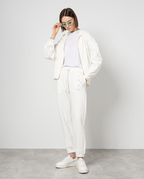 Twinset Белые джогеры с вышивкой 241LL2JHH