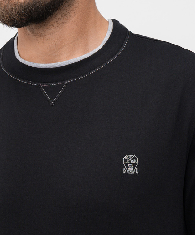 Brunello Cucinelli Чорна футболка прямого крою з емблемою M0B137451G зображення 4